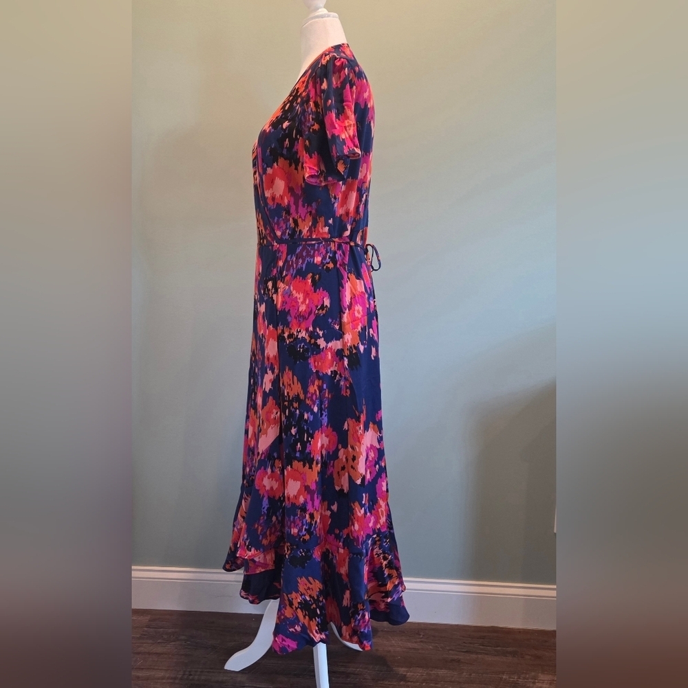 Prettygarden Floral Midi Maxi Wrap Dress Size Large Short Sleeve Floral - Picture 7 of 16